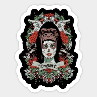 The incarnation of a beautiful woman in the form of a ferocious gorilla Sticker